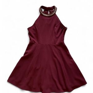 One Clothing Deep Burgundy Halter Dress